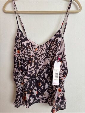 Parker NWT size Large Silky Leopard Print Cami Top in Blush & Black $198